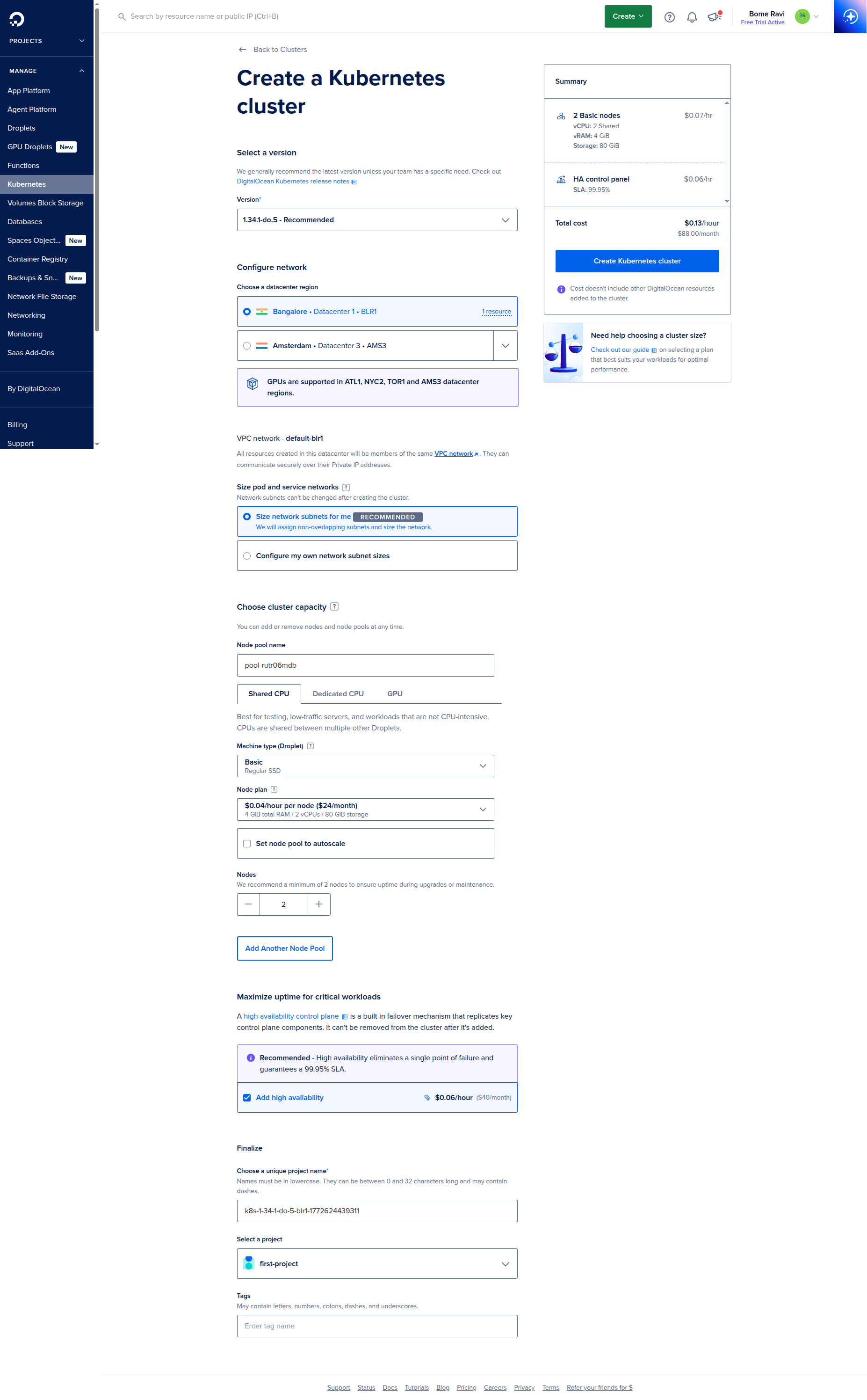 Step 2 - Create Kubernetes Cluster