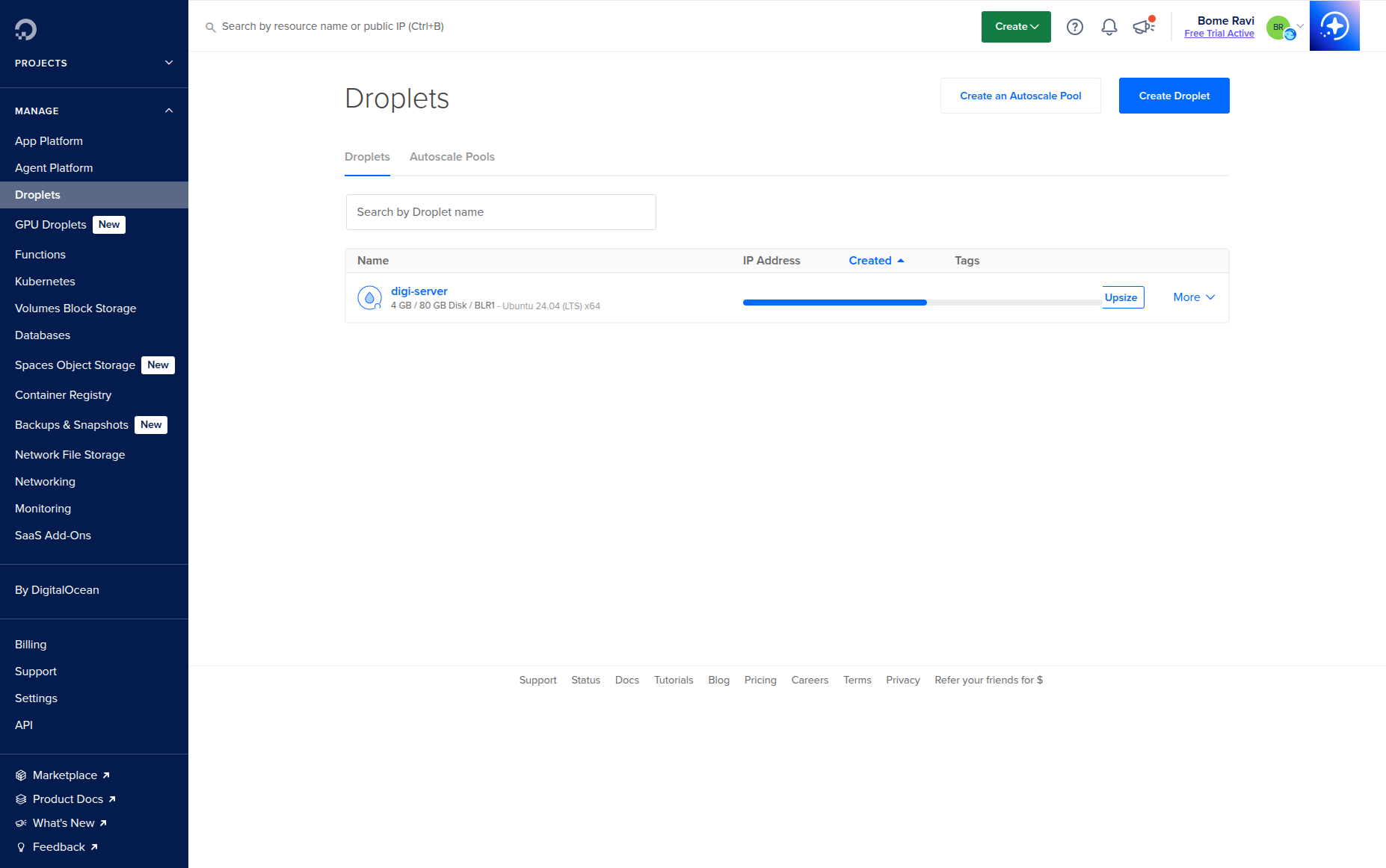 Step 3 - Droplet provisioning in progress