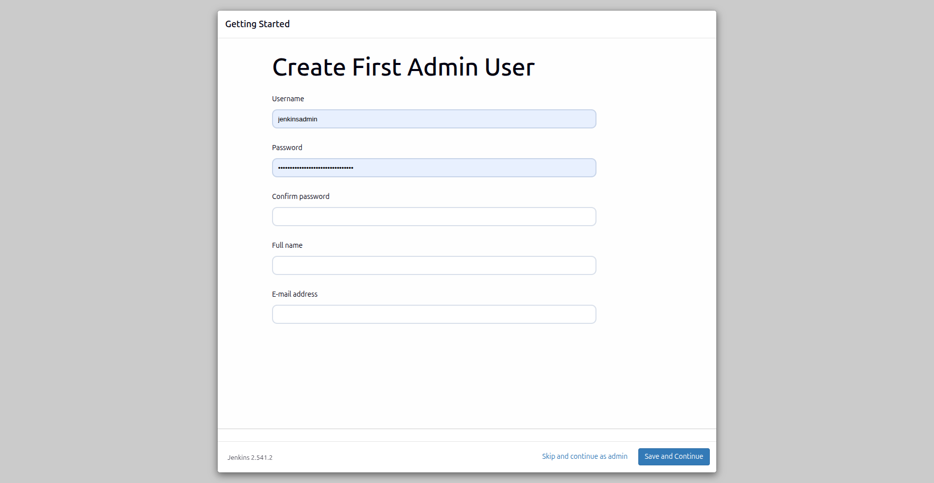 Create First Admin User