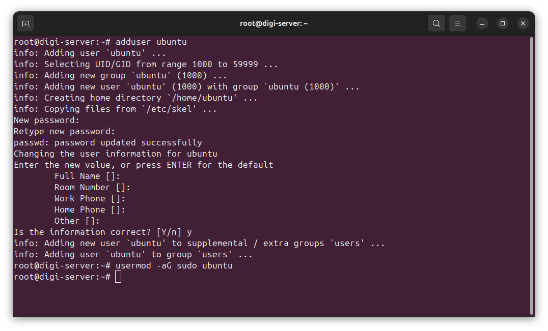 Step 6 - Create sudo user
